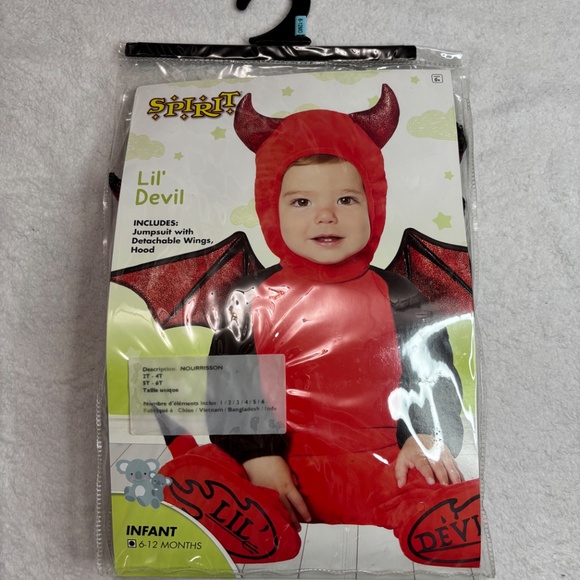 Lil’ Devil Infant Halloween Costume – Size 6-12 Months – Spirit Halloween - Picture 2 of 9